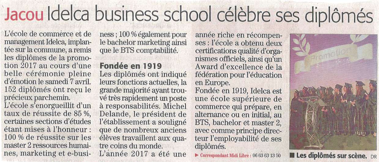 remise diplomes école commerce IDELCA